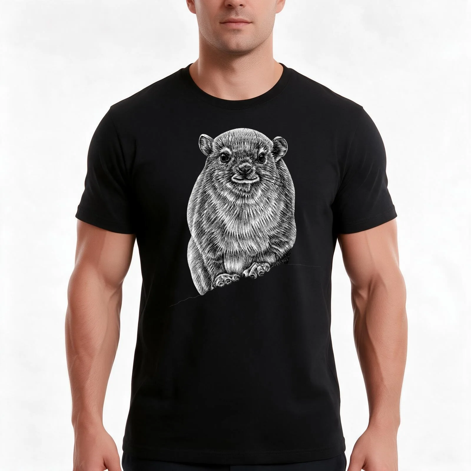 Baby rock hyrax T-Shirt, Summer Casual Cotton Tee, Oversized Streetwear Tops, Vintage Graphic Print, Loose Fit Short Sleeve