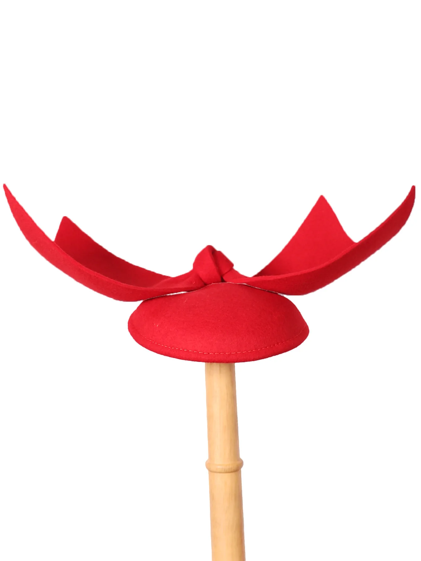 Red Wool Felt Fascinator Hats For Women Ladies Black Tea Party Dress Wedding Vintage Formal Church Cocktail Hat With Bow