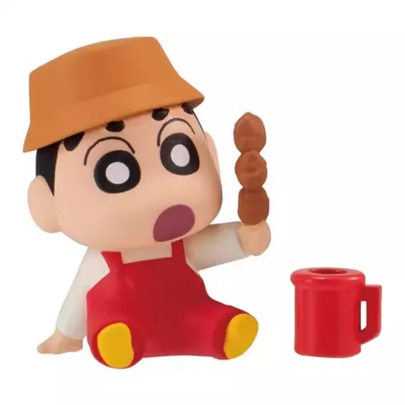 Bandai Original Crayon Shin-chan Camp Style Dolls Gashapon Shiro Misae Tent Hiroshi Anime Action Figure Toys Model Doll Gift