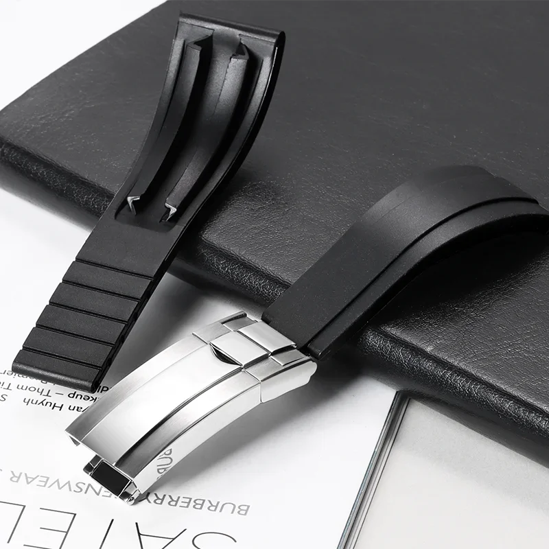 Soft Rubber Strap for Rolex Submariner Daytona DEEPSEA GMT SEAMARSTER OYSTERFLEX 20mm Adjustable Watch Band Waterproof Wristband