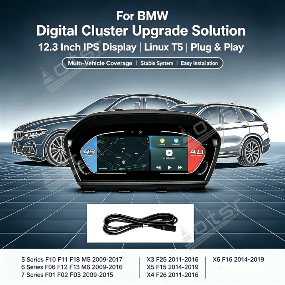 Cluster Digital LCD Speedometer Instrument For BMW 5 6 7 X3 X4 X5 X6 Full‑Range Virtual Cockpit Dashboard Plug‑Play Retrofit Kit