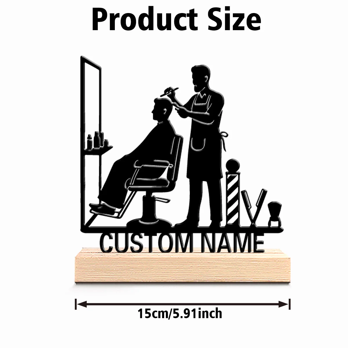 1pc Beauty Personalized Custom Haircut Symbolic desktop Decoration with Wooden Base Gift Male Theme Office Gift Decoration view 2