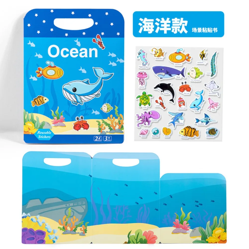 

Reusable Children Scene Stickers Multiple Scenarios Cards Scrapbook Reusable Sticker Book Portable DIY Hand-on