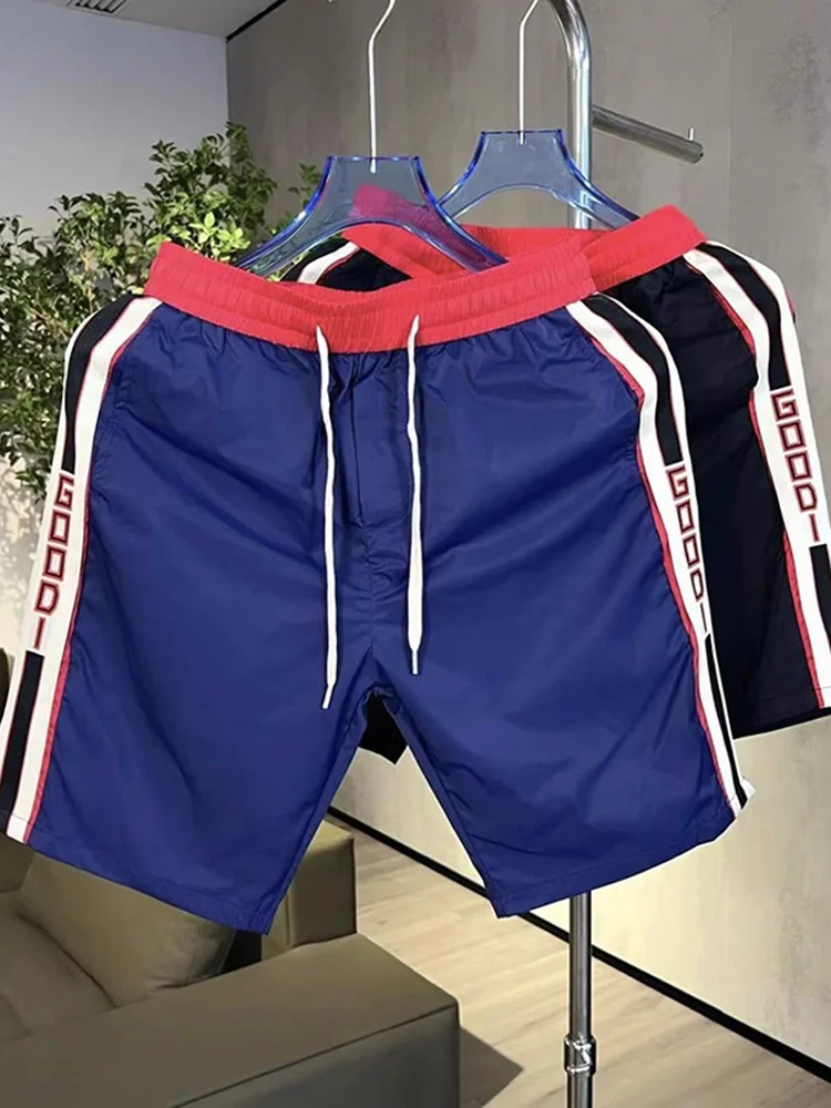 

Men's Summer Thin Casual Baskeall Work Pants Loose Straight Leg Qui Dry ort Pants Japanese Sle Splicing Leisure Trousers