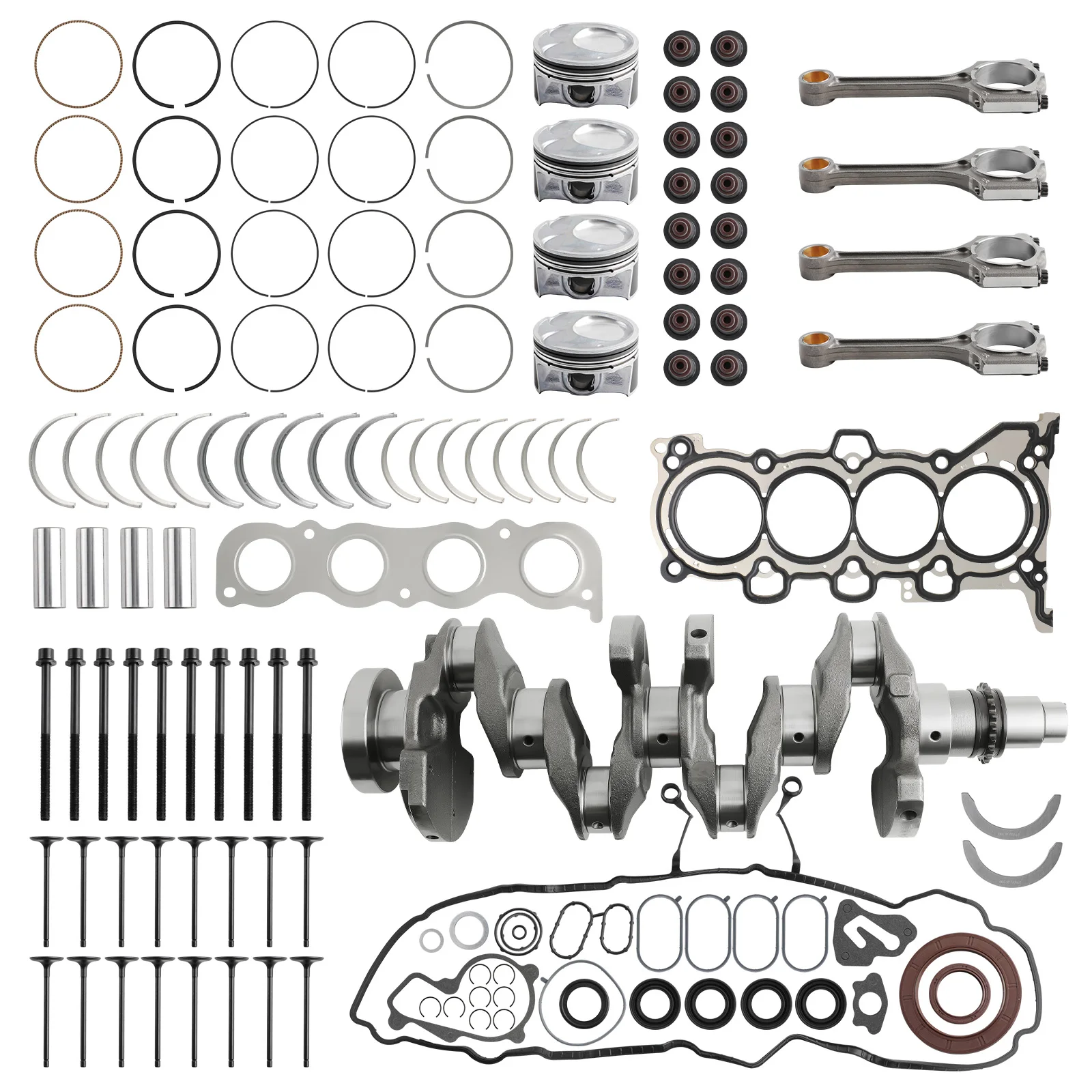

2.0L Engine Crankshaft Con Rods+Piston+Bearings+Gasket Kit For Hyundai Kia G4NC