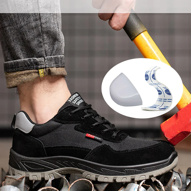 

Insulated Safety Shoes with Plastic toe Anti-Smash Anti-Puncture Work Boots Comfortable Safety Sneakers Lightweight Work Shoes