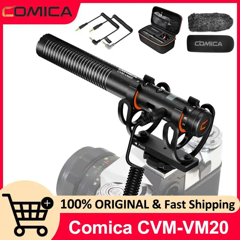 Comica VM20 Shotgun Microphone, Professional Super Cardioid Microphone with Shock Mount, for Camera, Smartphone, Computer