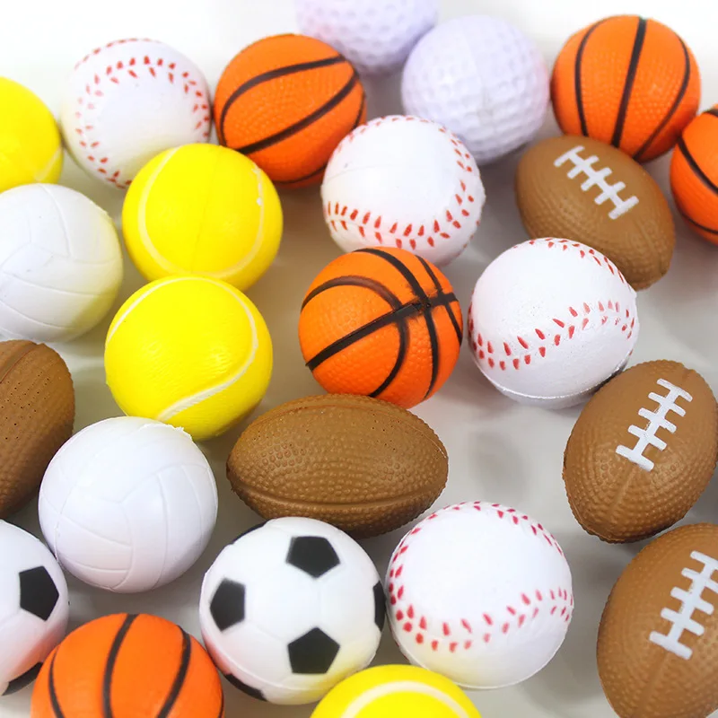 6PCS 2023 Mini Toy 4cm Basketball Soccer Stress Ball Jump Ball Decompression Ball PU Grip Ball Outdoor Sports Boy Kids Toys Gift