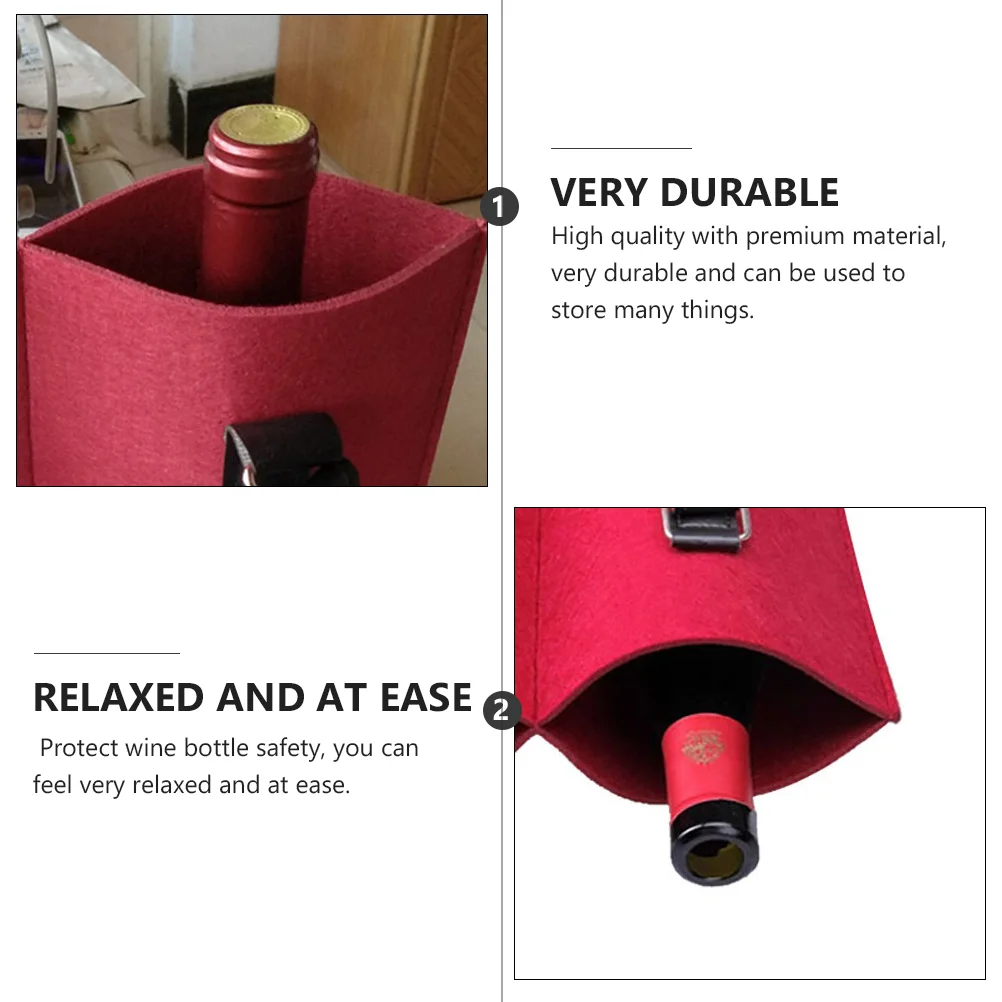 เครื่องดื่มน้ําขวดผู้ถือถุงของขวัญคริสต์มาส High-End Red Felt Tote โต๊ะรับประทานอาหาร