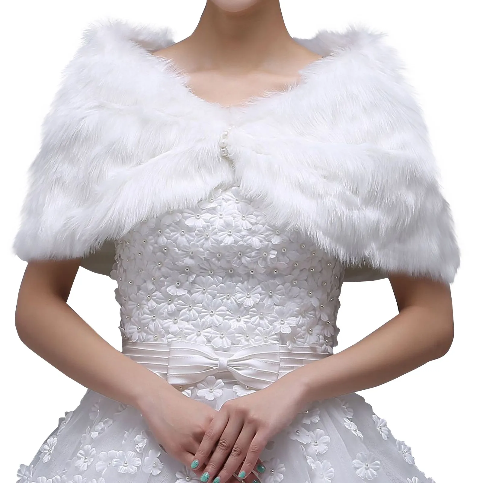 Wedding Crop Capes Faux Fur Bolero Shrug Jackets Cloak Princess Dress Cape Outwear Bridesmaid Wedding Dress Coat Wrap White