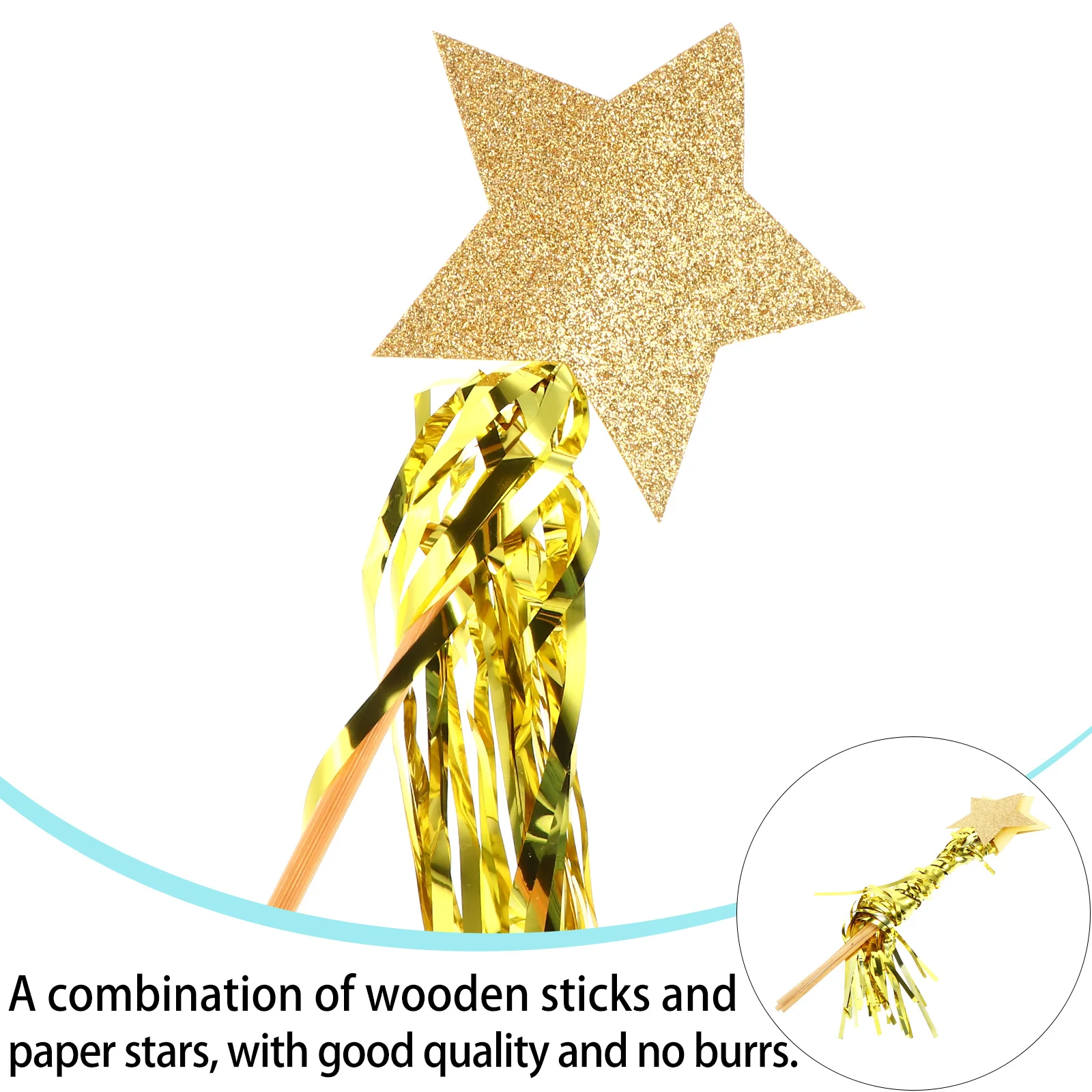 

6 pcs Fairy Star Wand Shiny Angel Wand Stick For Party Concert Dance Photography Prop Christmas Halloween Cosplay Event