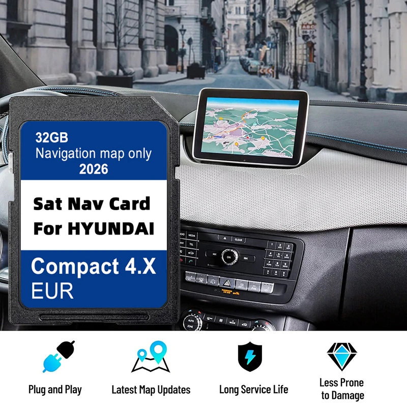 

Навигационная GPS-система GEN4 Compact 4.X для Hyundai H350, i40, i40VFIA, i40VFSD, i40VFSDIA, карты Европы 2026, SD-карта 32 ГБ
