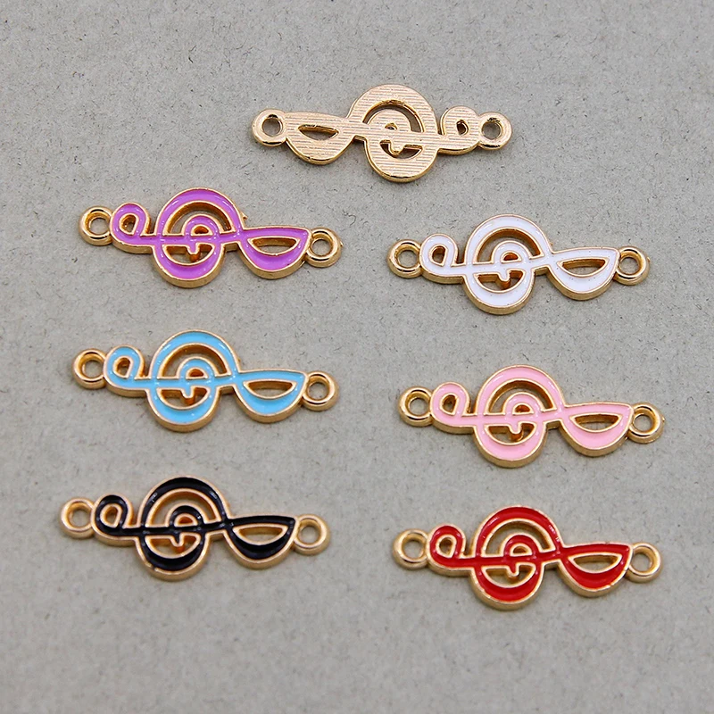 6pcs/lot New Arrival Musical Note Charms Enamel Double hanging Charms Mix Colors for DIY Handmade Metal Charm Pendants Jewelry