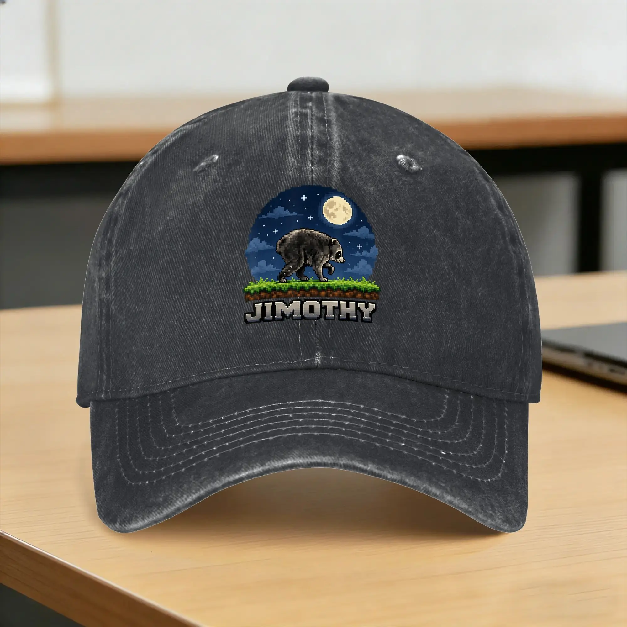 Jimothy Raccoon Pixel Art Retro Gaming Seattle Meme Casual Baseball Cap Summer  Trucker Hat Sun Visor Outdoor Snapback Cap