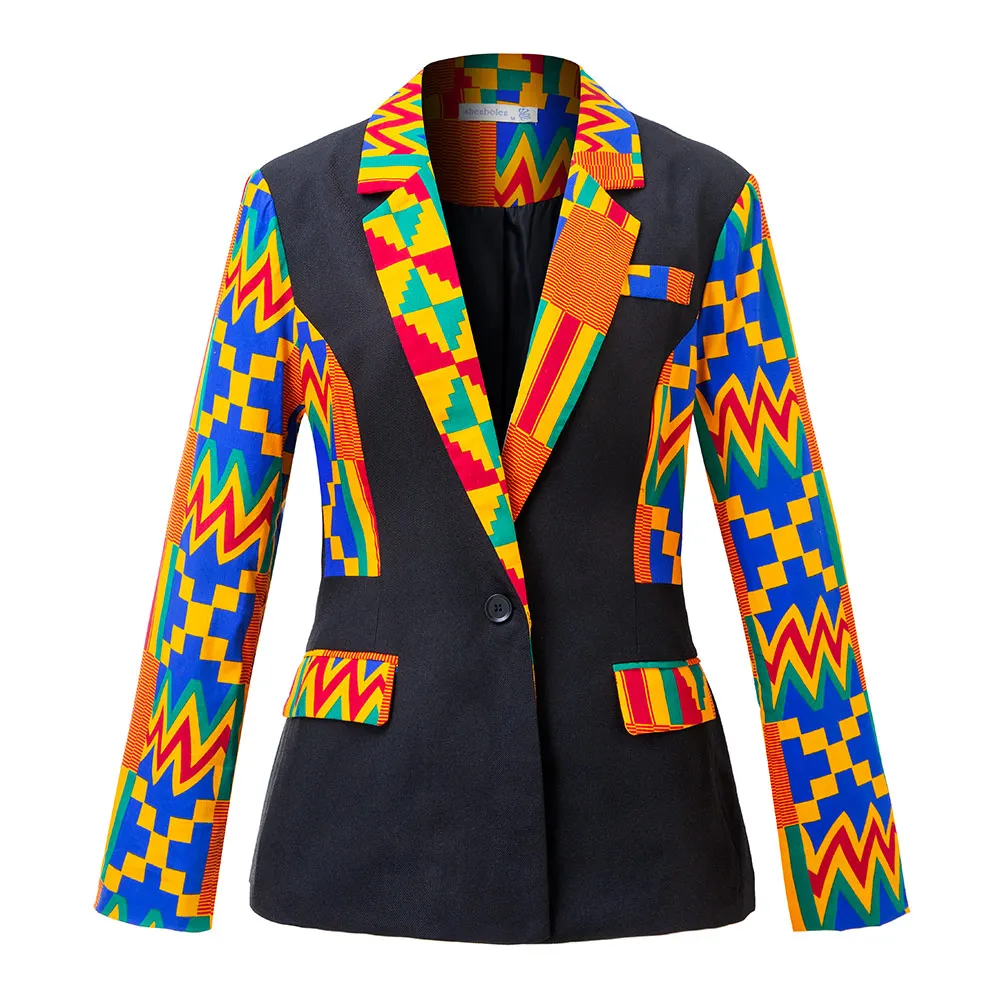 

Fall Outfit Women's Suit Jackets Kente Wax Print Female Coat Autumn Long Sleeve Clothing African Wedding Party Garment Tailored