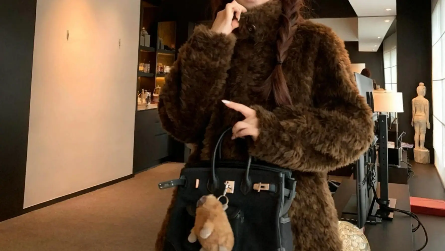 Women Faux Shearling Fur Coats Solid Fur Jackets Cotton Linen Stand Collar Long Sleeves Single Breasted Loose Casual 2026 Winter