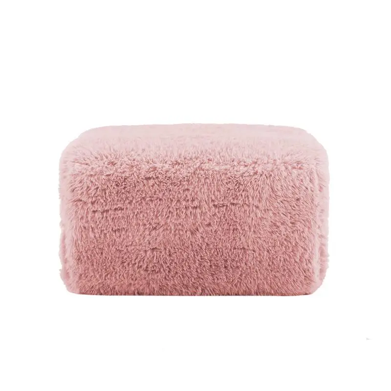 

Plush Fabric Ottoman in Pink Color