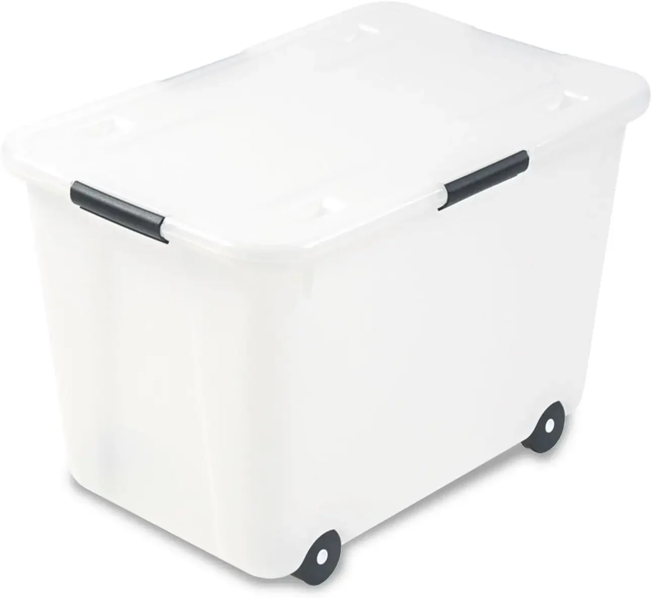 

Rolling Storage Box with Snap Lid, 15-Gallon Size, Clear (34009) Home Organization