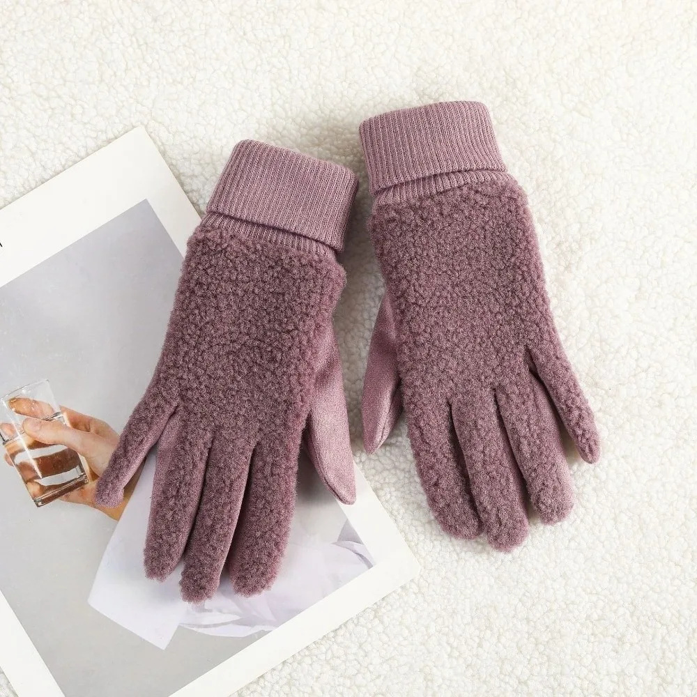 

New Suede Winter Gloves Touchable Screen Warm Touch Screen Gloves Full Finger Driving Mittens for Outdoor Cycling Skiing