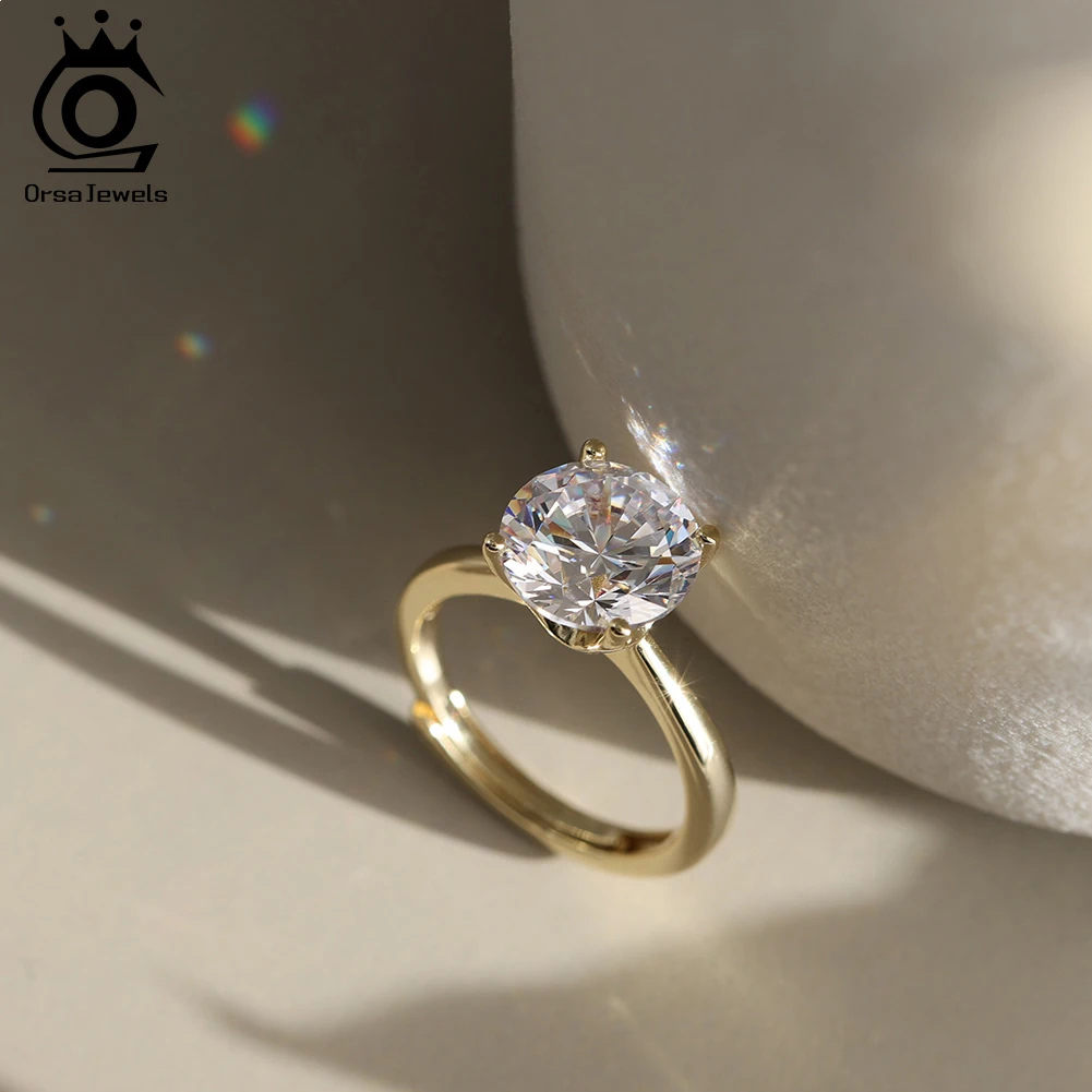 

ORSA JEWELS 100% Moissanite Diamonds Wedding Ring D Color VVS 1ct to 4ct with GRA Certificate S925 Finger Ring for Women SMOR03