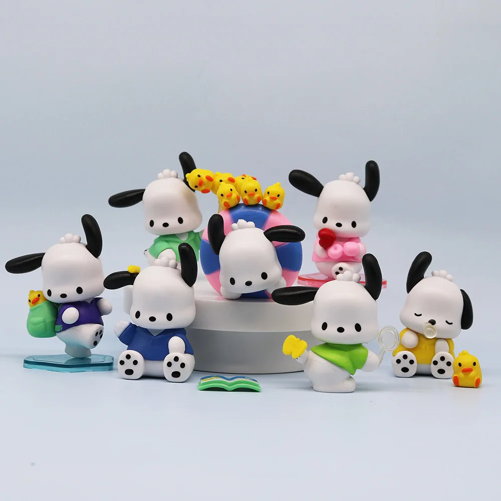 7 teile/satz Sanrio Pochacco Nette Anime Figur Kawaii Puppe Cartoon Peripherie Spielzeug Action-figuren Sammlung Ornament Kinder Geschenke