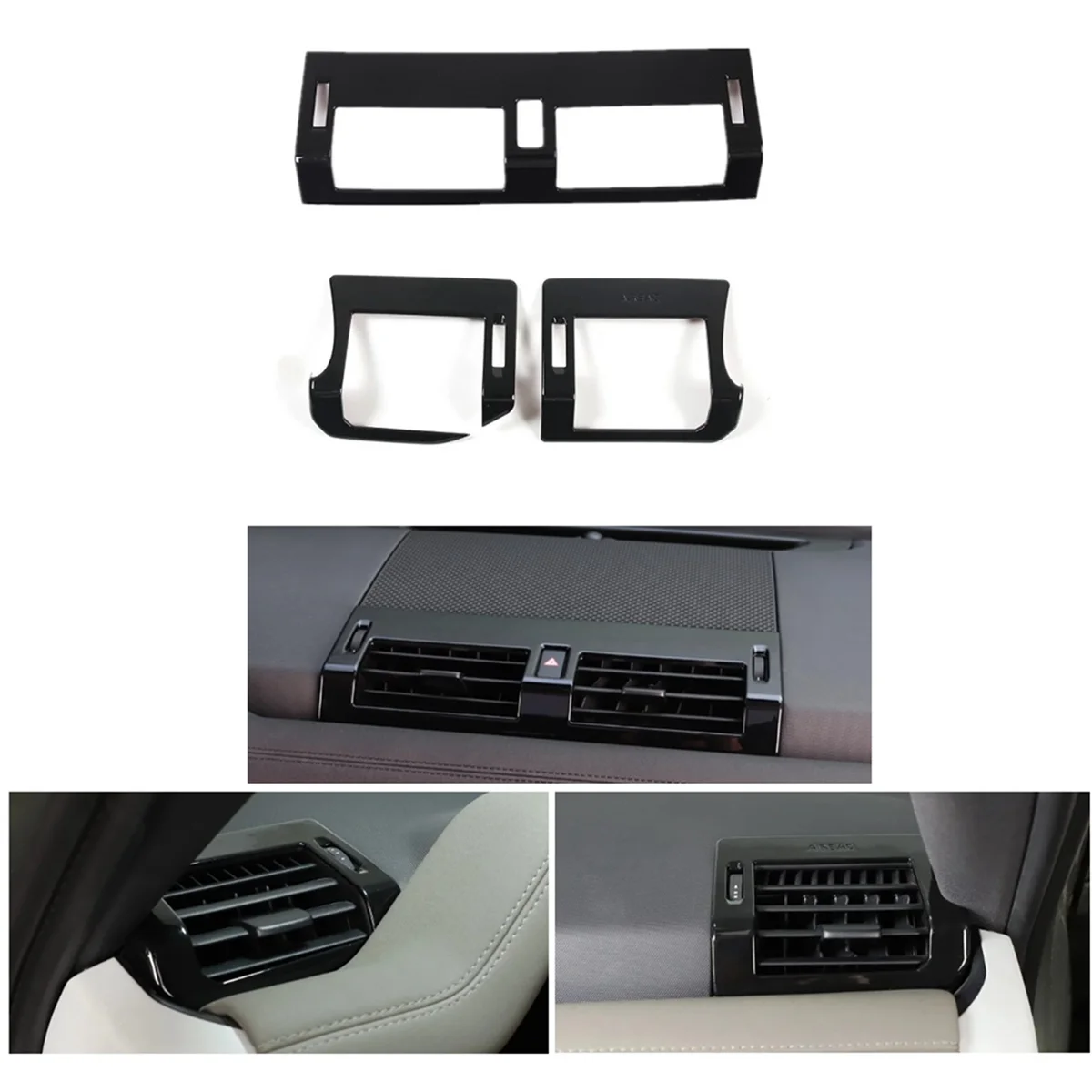 For Land Rover Defender 2020-2023 LHD Center Control + Side A/C Air Outlet Vent Cover Trim Accessories Glossy