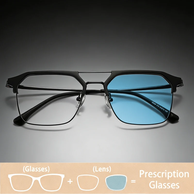 

Очки фотохромные 2026 для женщин и мужчин, с защитой от синего света, полуоправа, на заказ, ретро, для коррекции пресбиопии