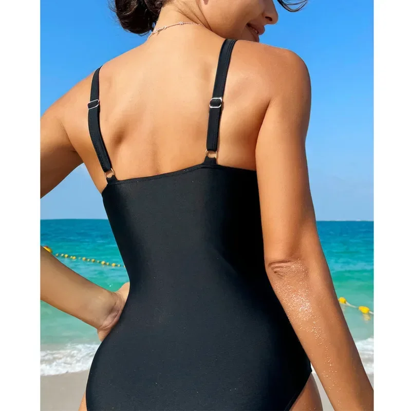 여름 검은 섹시한 원피스 수영복 폐쇄 여성 수영복 수영복을 밀어 바디 수영복 Beachwear Pool Bather 2025