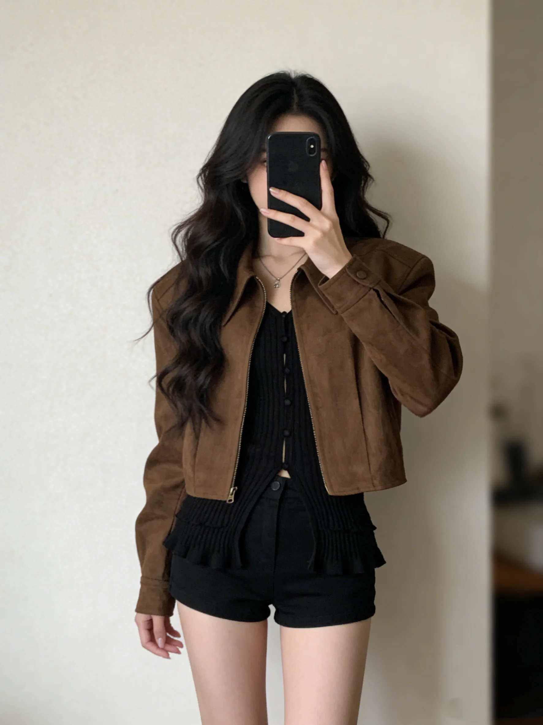 

Retro Brown ort Velvet Jaet Women's Spring 2026 New ular Anti-Aging Super Fire Ladies' Faion Outerwear Coat