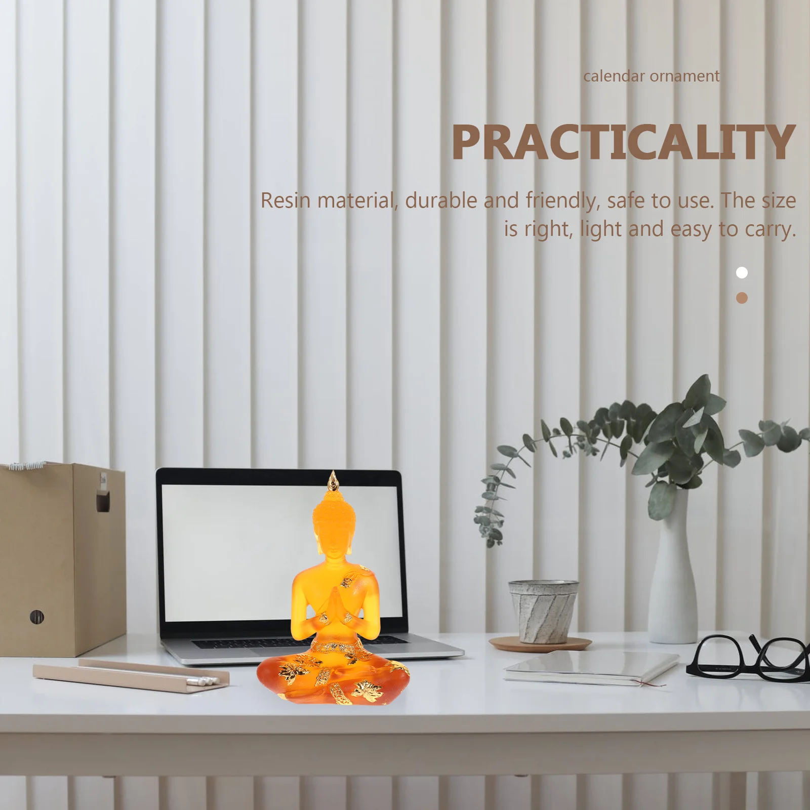 

1Pcs Resin Buddha Statue Serene Sitting Amber Meditating Sculpture for Home Office Zen Decor Feng Shui Gift Ornament