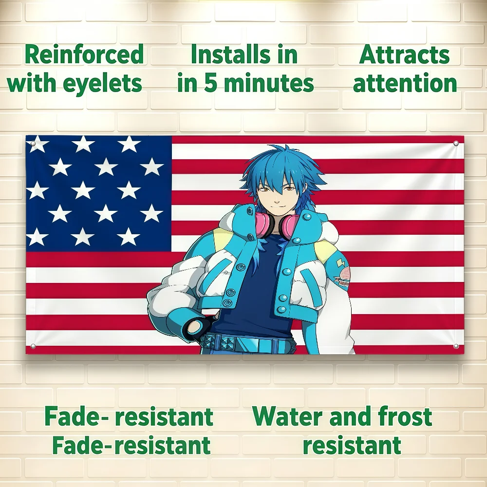 Anime D-DRAMAtical M-Murder Aoba Seragaki flag For Room Dorm Camping Picnic Art Style Garage Bar wall Decoration Banner
