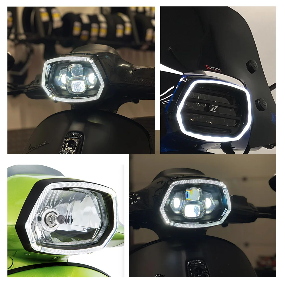 YIAALUX Square Light Guide Frame Headlamp Rim LED Illuminated Ring for VESPA Sprint