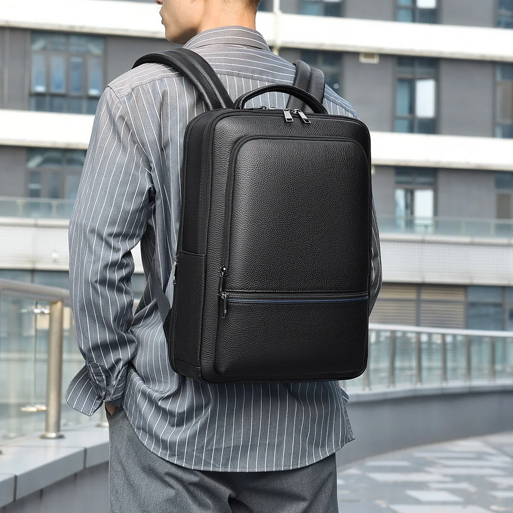 

Genuine leather hand-held backpack for men, large-capacity business multi-functional high-end computer storage backpack