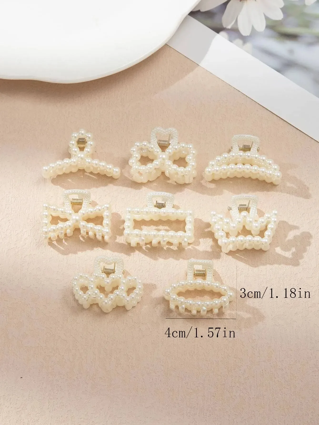 8PCS Women\'s Minimalist And Fashionable Mini 4CM Imitation Pearl Hair Grab