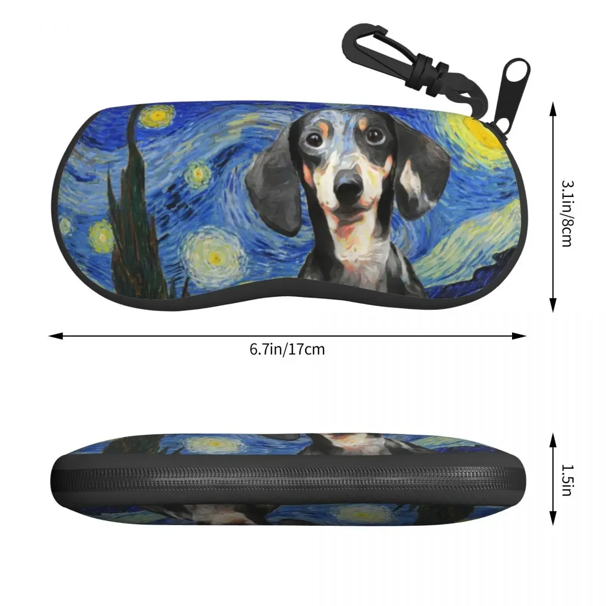 Dachshund Art Starry Night Van Gogh Eyeglass Glasses Case Women Men Soft Badger Sausage The Wiener Dog Sunglasses Protective Box