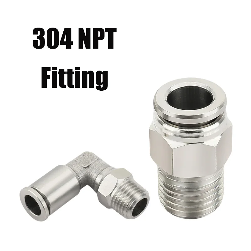 304 Stainless Steel Air Hose Fitting PC PL NPT Thread  Connector 1/8 1/4 3/8 1/2