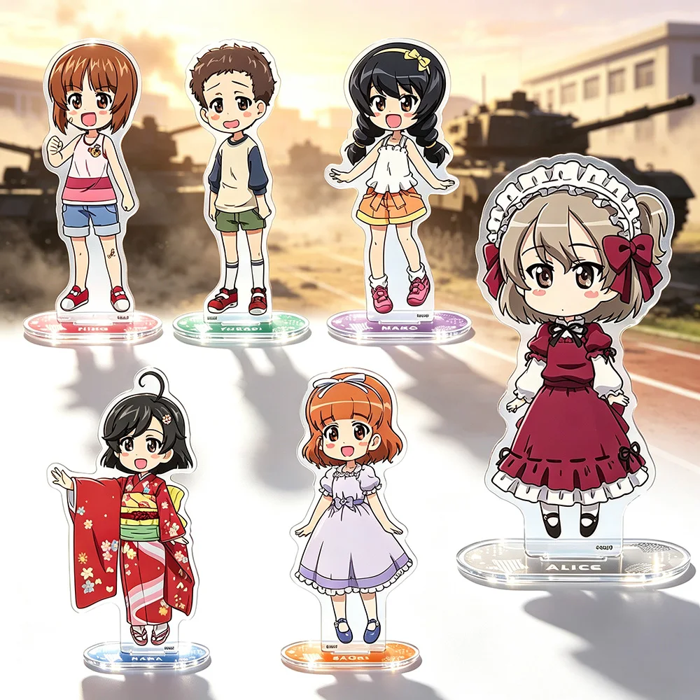 Girls und Panzer Q Chibi Nishizumi Miho Reizei Mako Gin Shimada Arisu Isuzu Hana Takebe Saori Stand Acrylic Keychain Collection