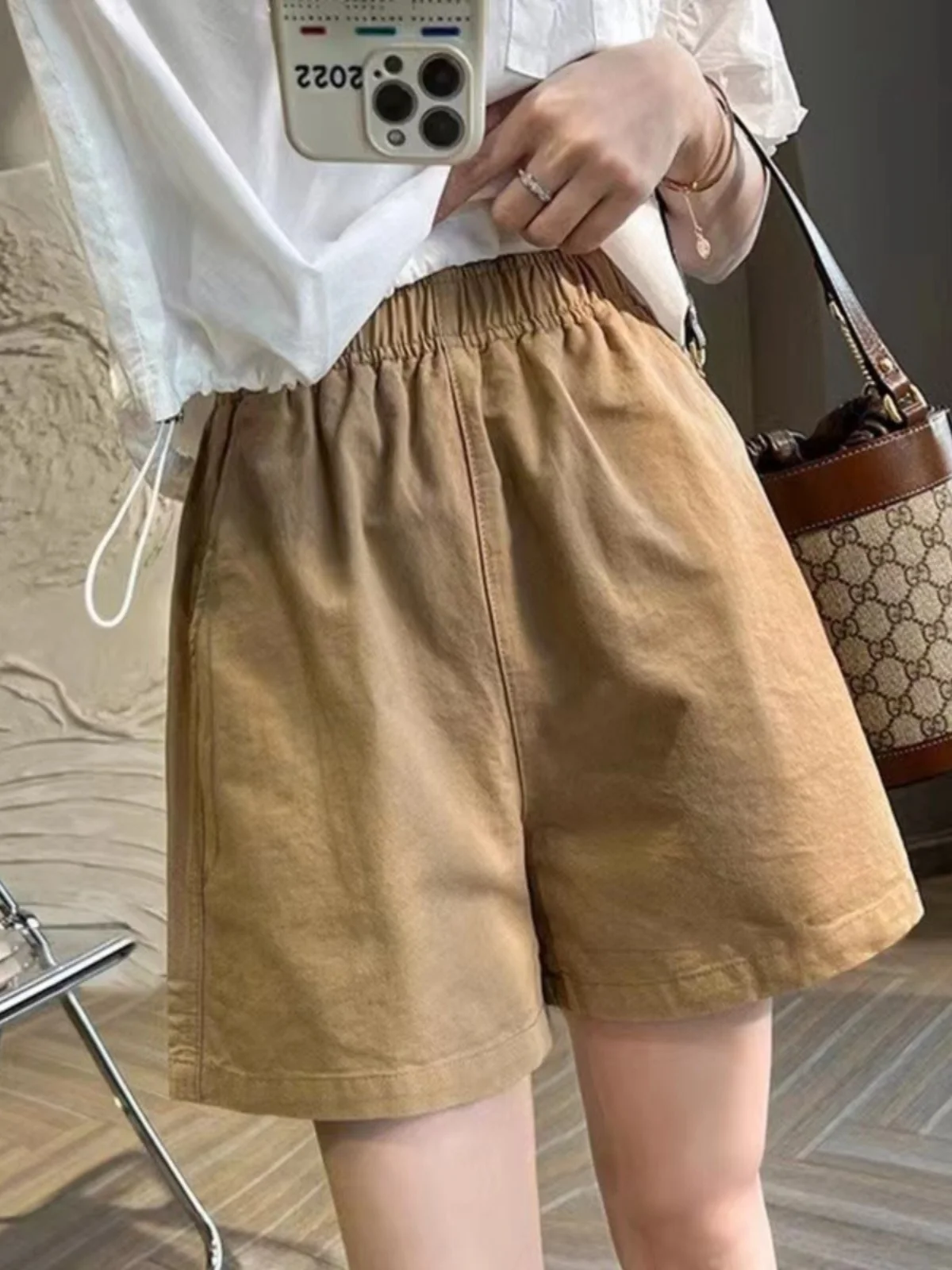 

Широкие брюки с высокой талией, женские модные свободные спортивные брюки, летние утягивающие прямые брюки трапециевидной формы длиной пять четвертей