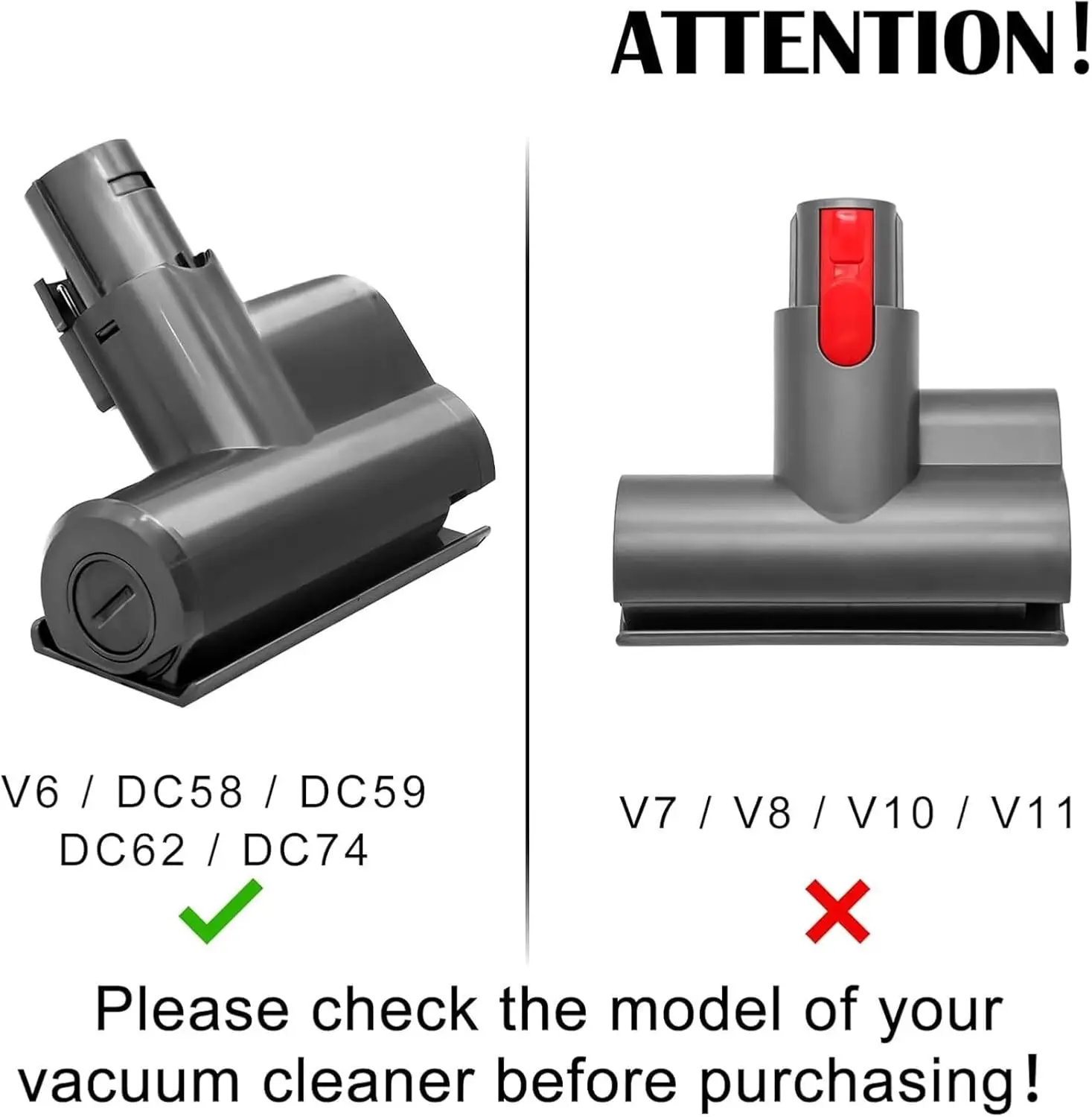 Mini Motorized Tool Brush Head For Dyson V6 DC45 DC58 DC59 Stick Vacuum Cleaner Head Replacement Parts for Mattress Tool for Bed