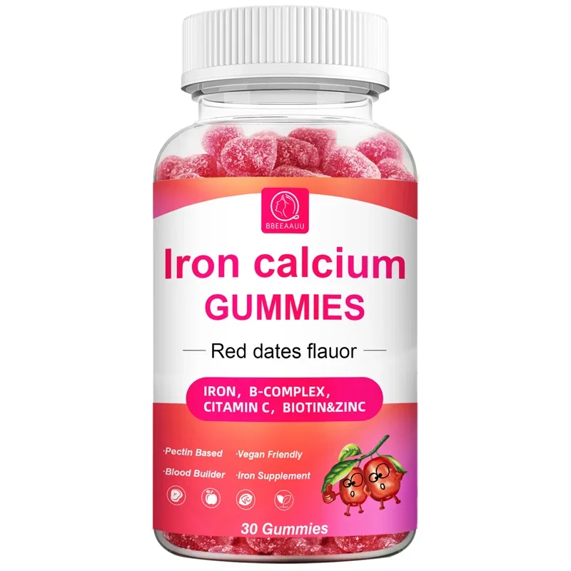 BBEEAAUU Red Dates Iron Calcium Gummies with Vitamins A,B,C Complex Support Energy ,Immune Health for Children and Adults