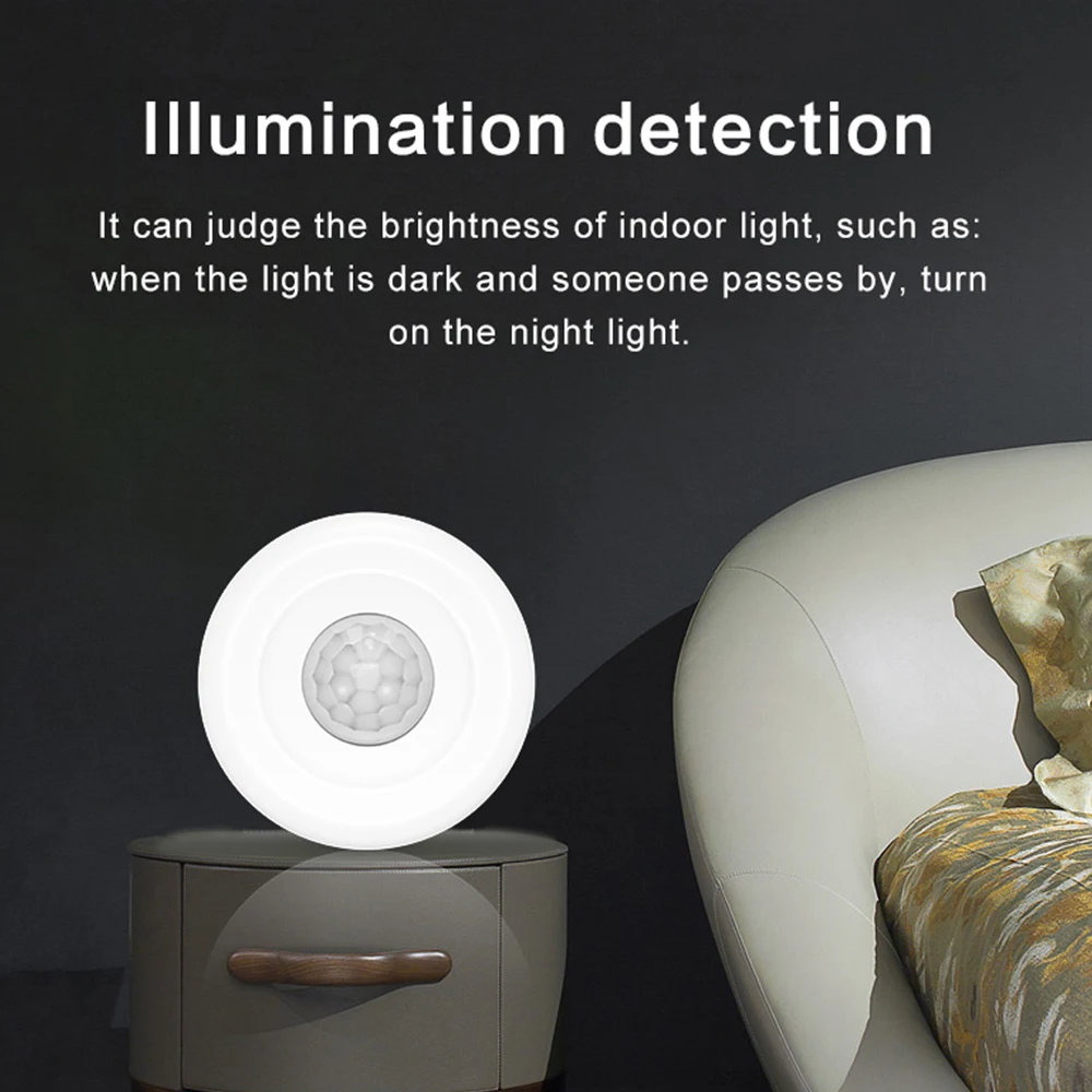 Tuya Lux Light WiFi USB Battery Operated Security Alarm Infrared Motion Human Body PIR Motion Sensor Detector Smart Life Alexa