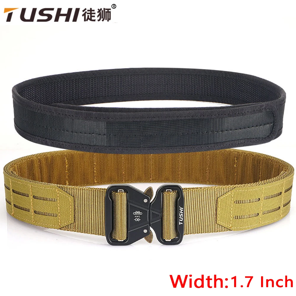 TUSHI Men's Belt Outdoor Black Tactical Belt Oxford Cloth Belt Mountaineering Belt Nylon Wide Waist Belt Work Belt Neutral Belts