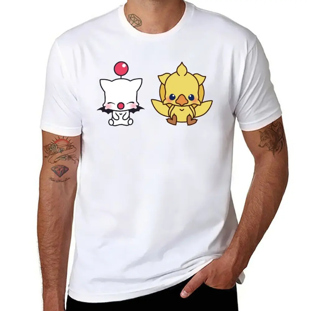 Final Fantasy Moogle Chocobo Set for Round Neck T-shirt Campaign T-shirts Graphic Funny Sarcastic Travel USA Size