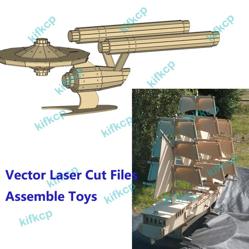 10 Ship Boat Vector Designs Pack for Laser Cutting Toy 2D DXF Format Files Collection