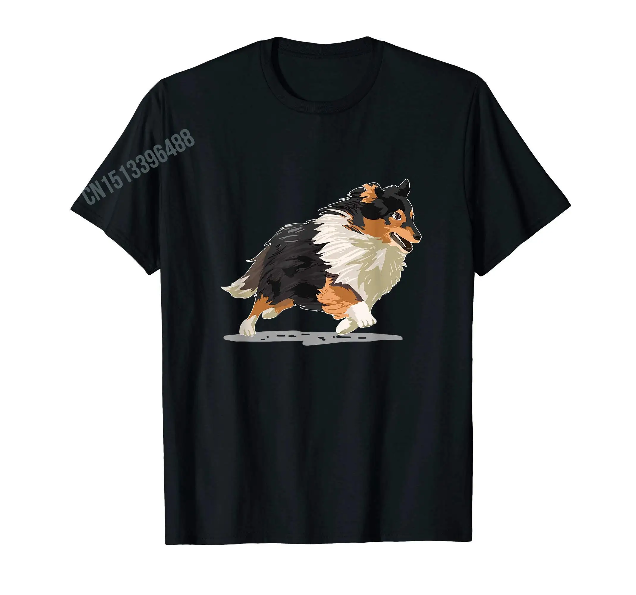 Splash Art Shetland Sheepdog Cute Sheltie T-Shirt 100% Cotton Men Women Hip Hop Dog T Shirts For Gift Size XS-5XL