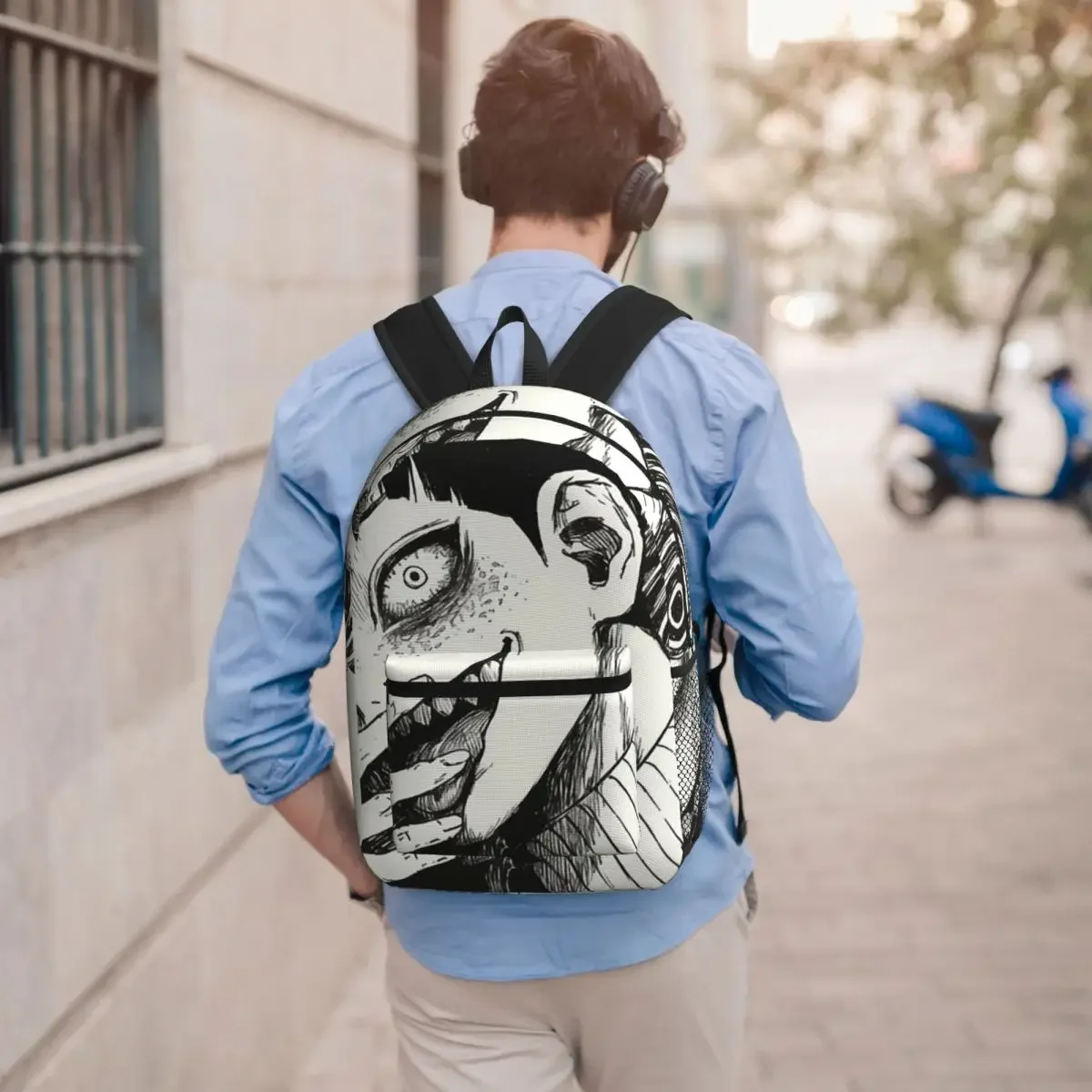 Junji Ito Tribute Poster Uzumaki Student Backpack School Bag Hiking Travel Daypack for Boys Girls Bookbag Shoulder Bags