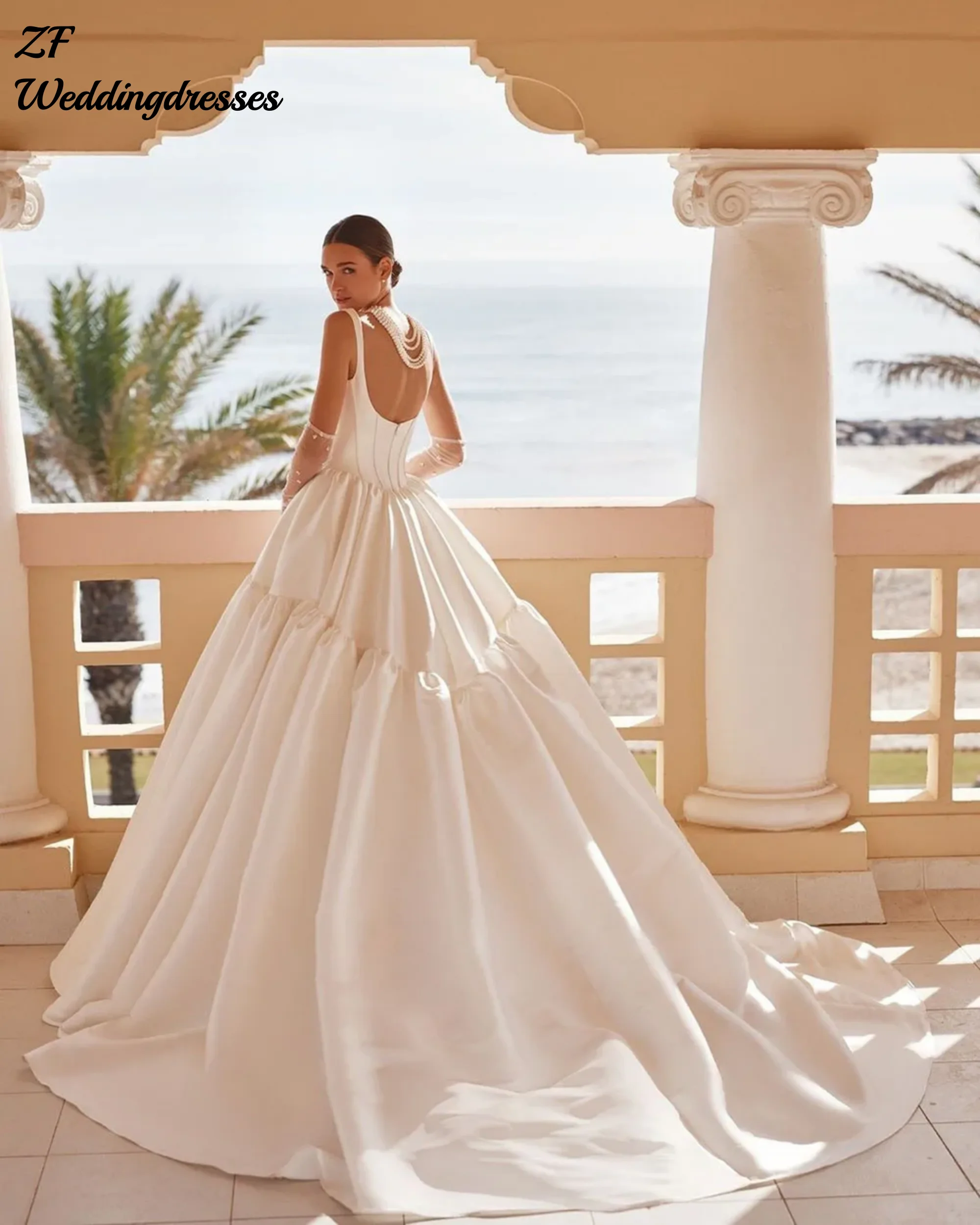 Customized Princess Bride Dresses For Women Square Neck Wedding Party Dress Backless Bridal Gown robes