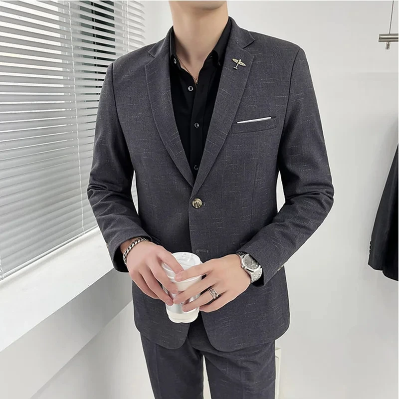 

T285 Men's Business Professional Dress (suit + Trousers) Stylish and Handsome Best Man Groom Wedding Dress Two-piece