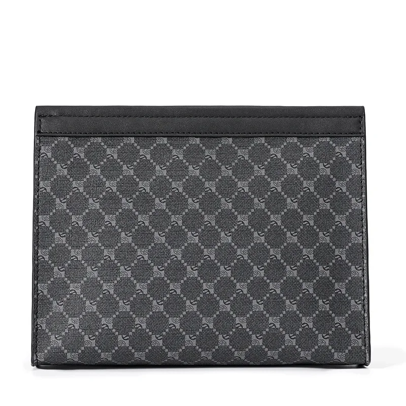 Plaid Leather Envelope Hand Bag Men Fashion Business Clutch Bags for Male iPad Storage Bag Luxury Design Handbag