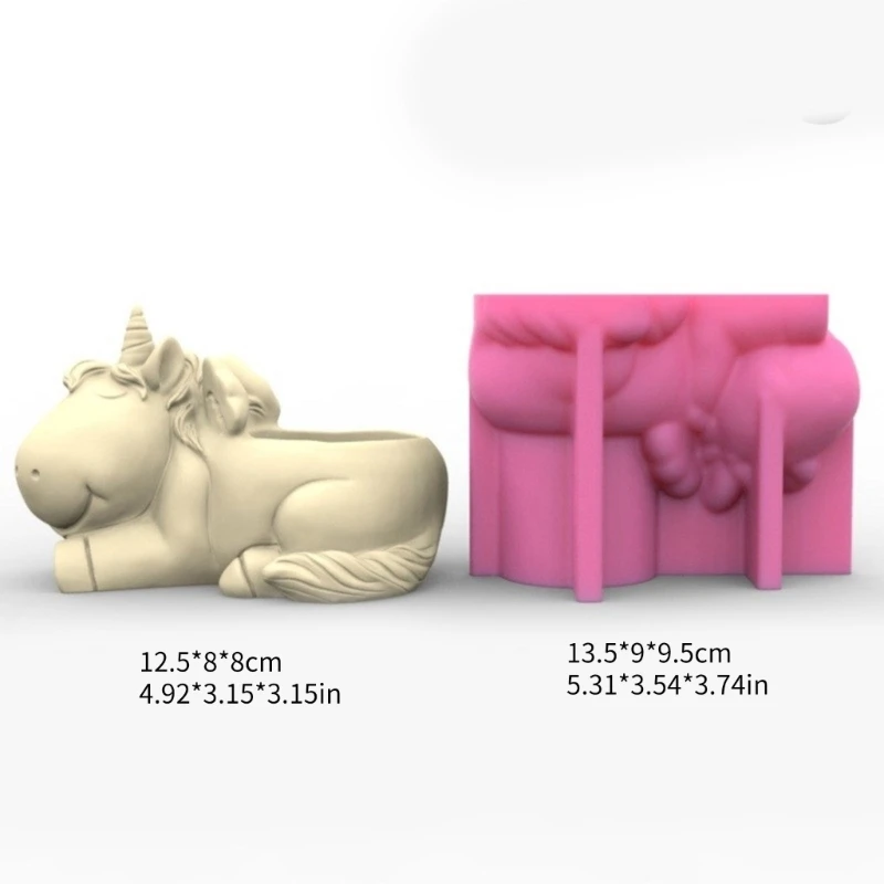 Succulent Flower Pots Silicone Mold 3D Unicorns Flowerpot Molds Storage Holder DIY